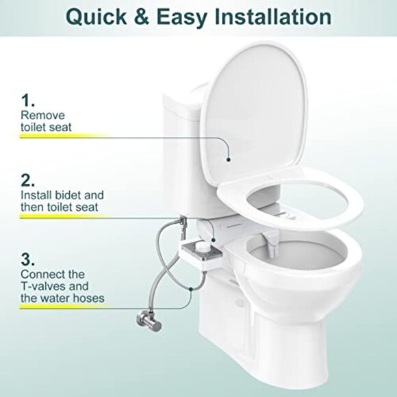Veken Ultra-Slim Bidet Attachment for Toilet with Dual Nozzles - Picture 3 of 8